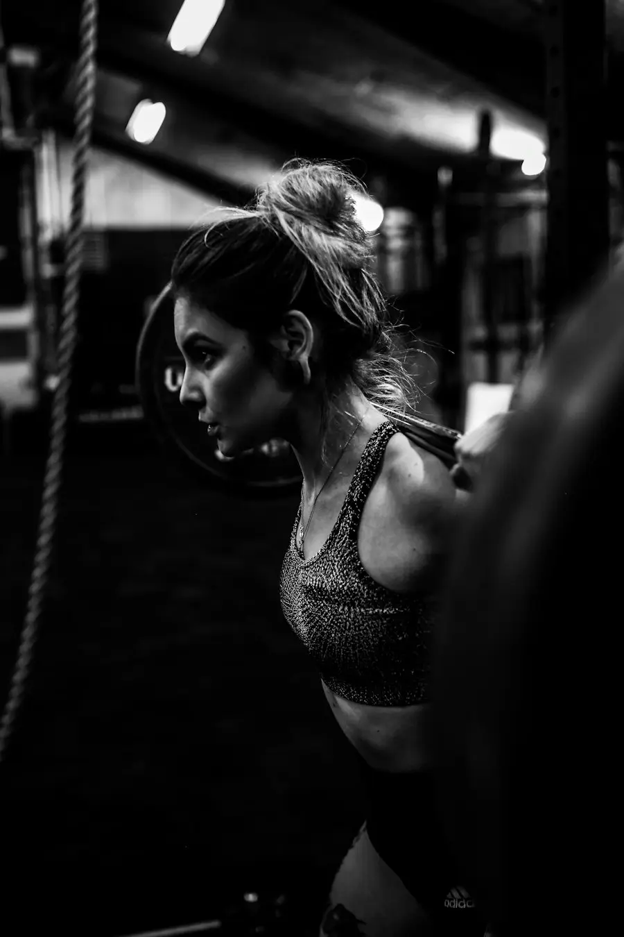 Athlete training at a rack
