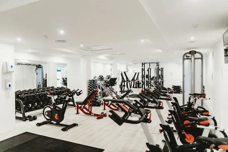 Cardio floor with bikes and machines